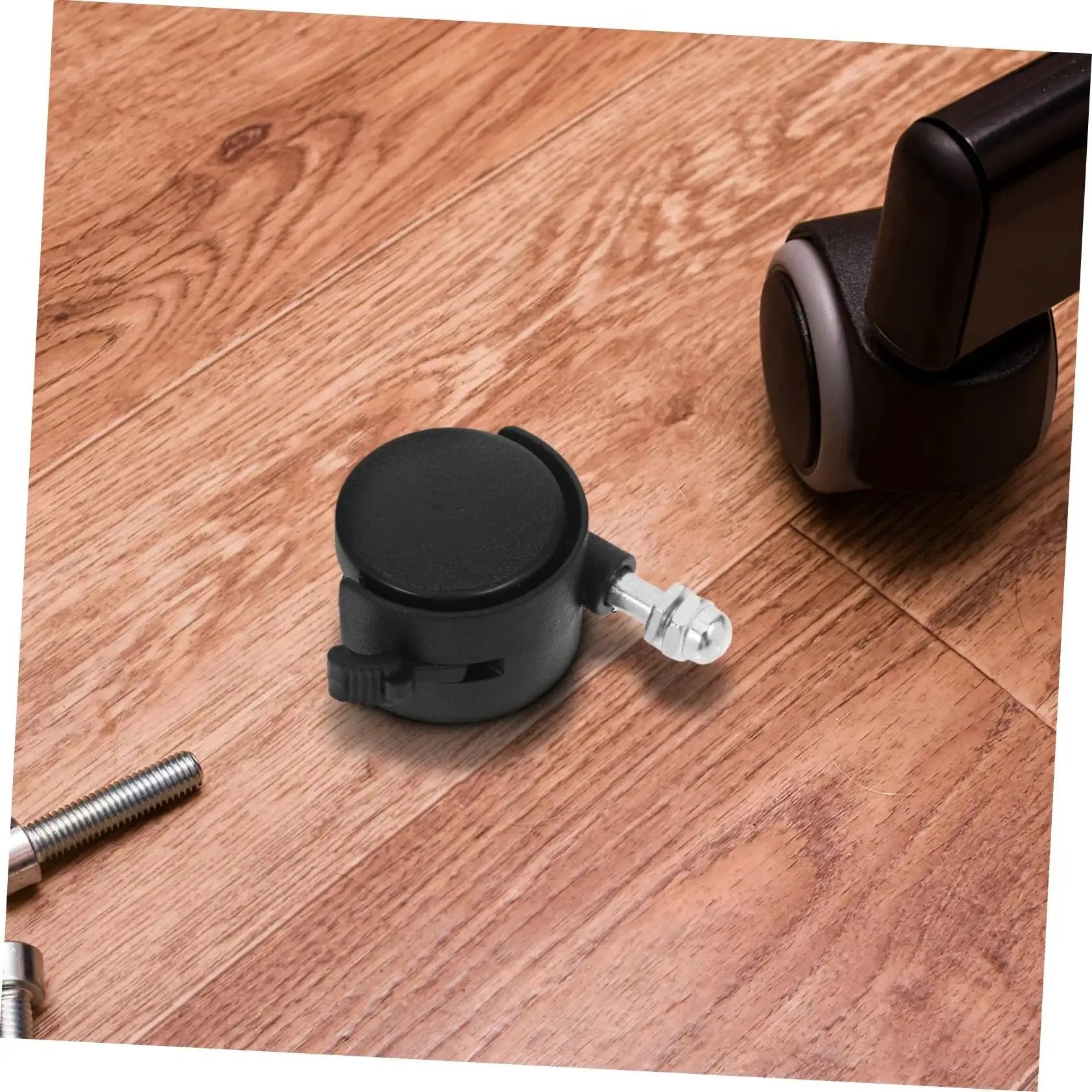 Replacement Caster Wheels With Brakes For Electric Oil Filled Heaters And Radiators Threaded Stem Swivel Casters on wood floor