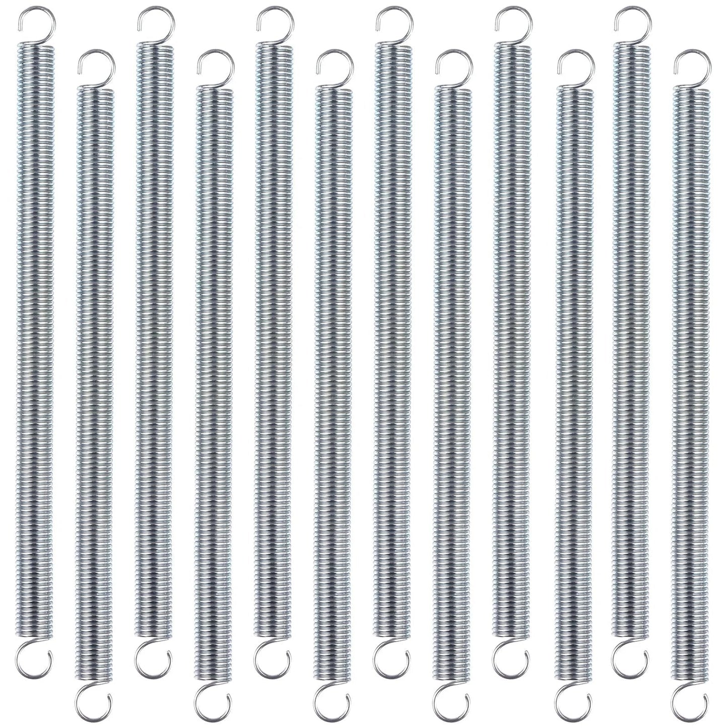 12 Piece Extension Spring Set For Home Repairs And DIY Projects Three Eighths By Six And A Half Inch Zinc Plated With Dual Hook Ends