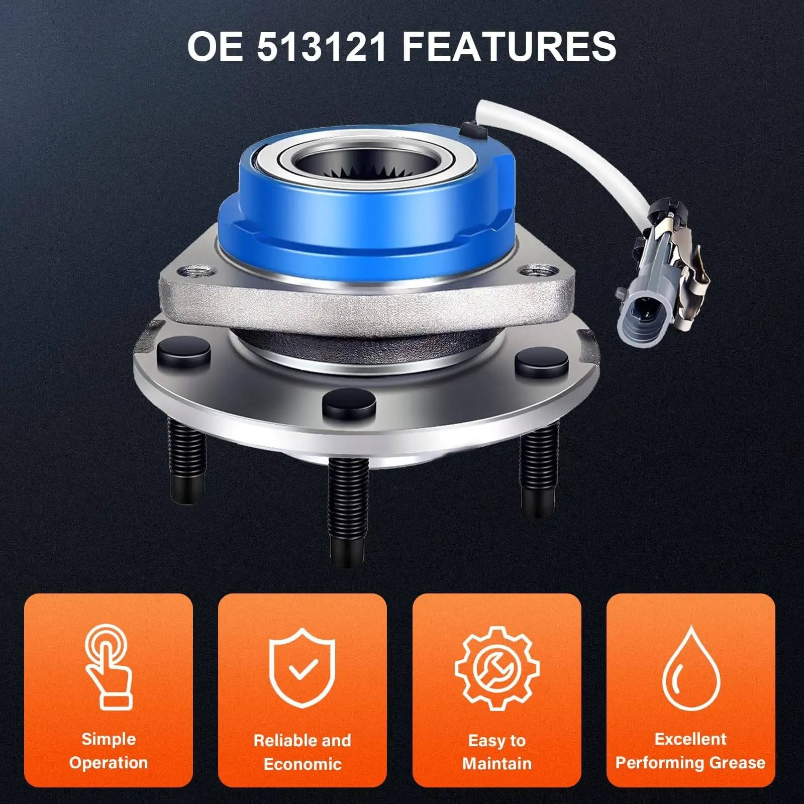 Single front wheel hub bearing assembly 5-lug OE 513121 with simple operation and excellent grease features
