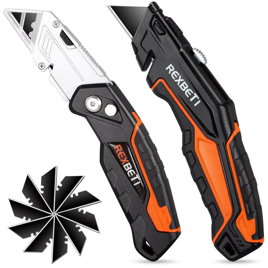2 Pack Retractable Utility Knife Set SK5 Heavy Duty Box Cutter With Extra Blades