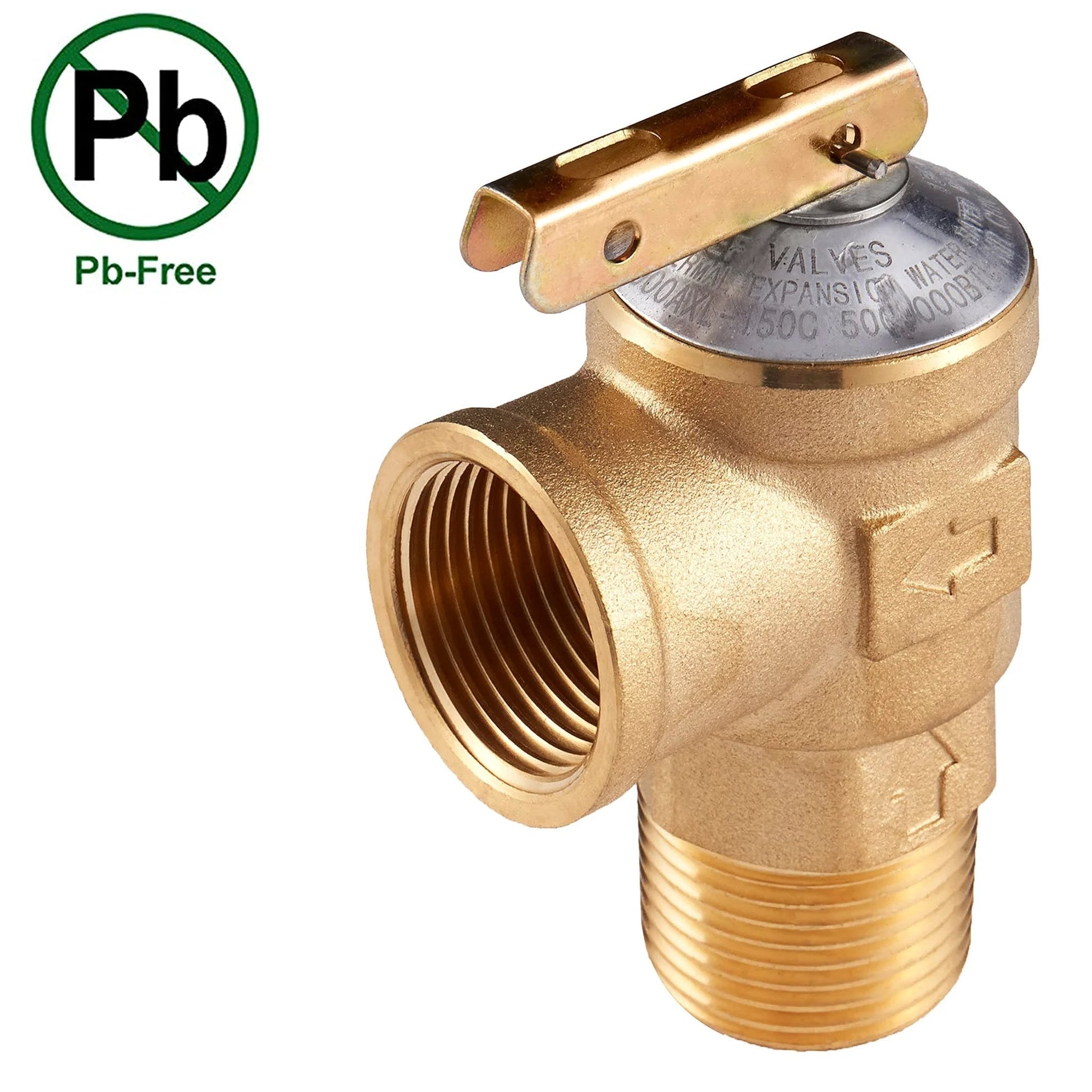 Close-up of brass valve part of Tankless Water Heater Isolation Valve Kit 3/4 Inch NPT With Hot And Cold Full Port Valves