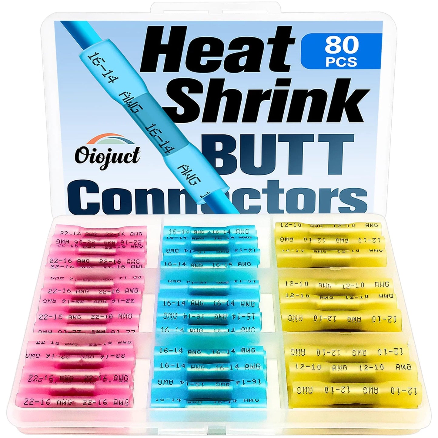 Waterproof Heat Shrink Butt Connectors For Marine And Automotive Wiring 80 Pcs Durable Wire Splice Crimps in assorted colors