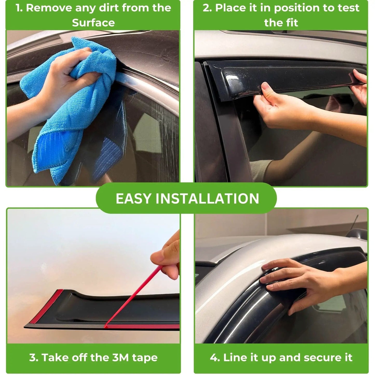 Step-by-step installation guide for OutChannel Window Visors For 2016 2021 Honda Civic Sedan by IG Car Accessories.
