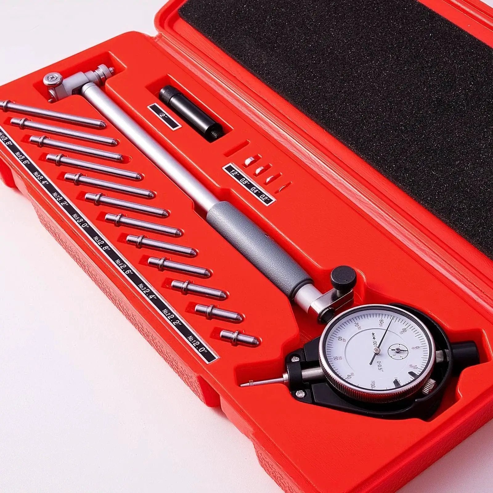 Precise Bore Gauge Set For Automotive Machining 2 To 6 Inch Range With 0.001 Inch Accuracy Dial Indicator Gauge Kit in red case