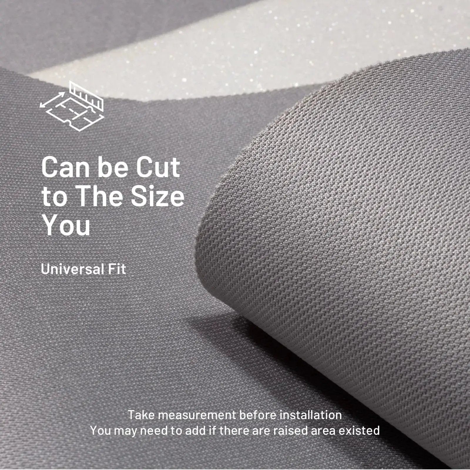 Close-up of Gray Headliner Fabric 97 Inch By 60 Inch With Foam Backing Tube Packaged, showing texture and roll edge.