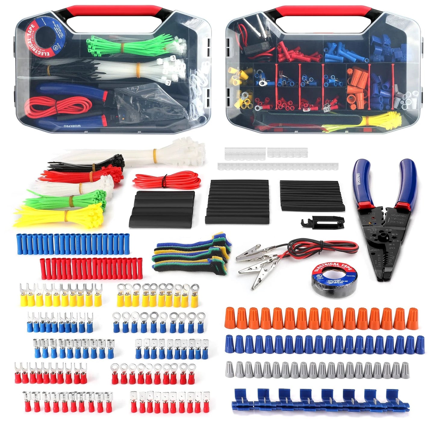 Complete 582 Piece Wire Terminal Kit With Crimp Terminals Heat Shrink Tubes Electrical Connectors And A Handy Wire Cutter