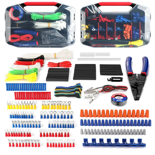 Complete 582 Piece Wire Terminal Kit With Crimp Terminals Heat Shrink Tubes Electrical Connectors And A Handy Wire Cutter