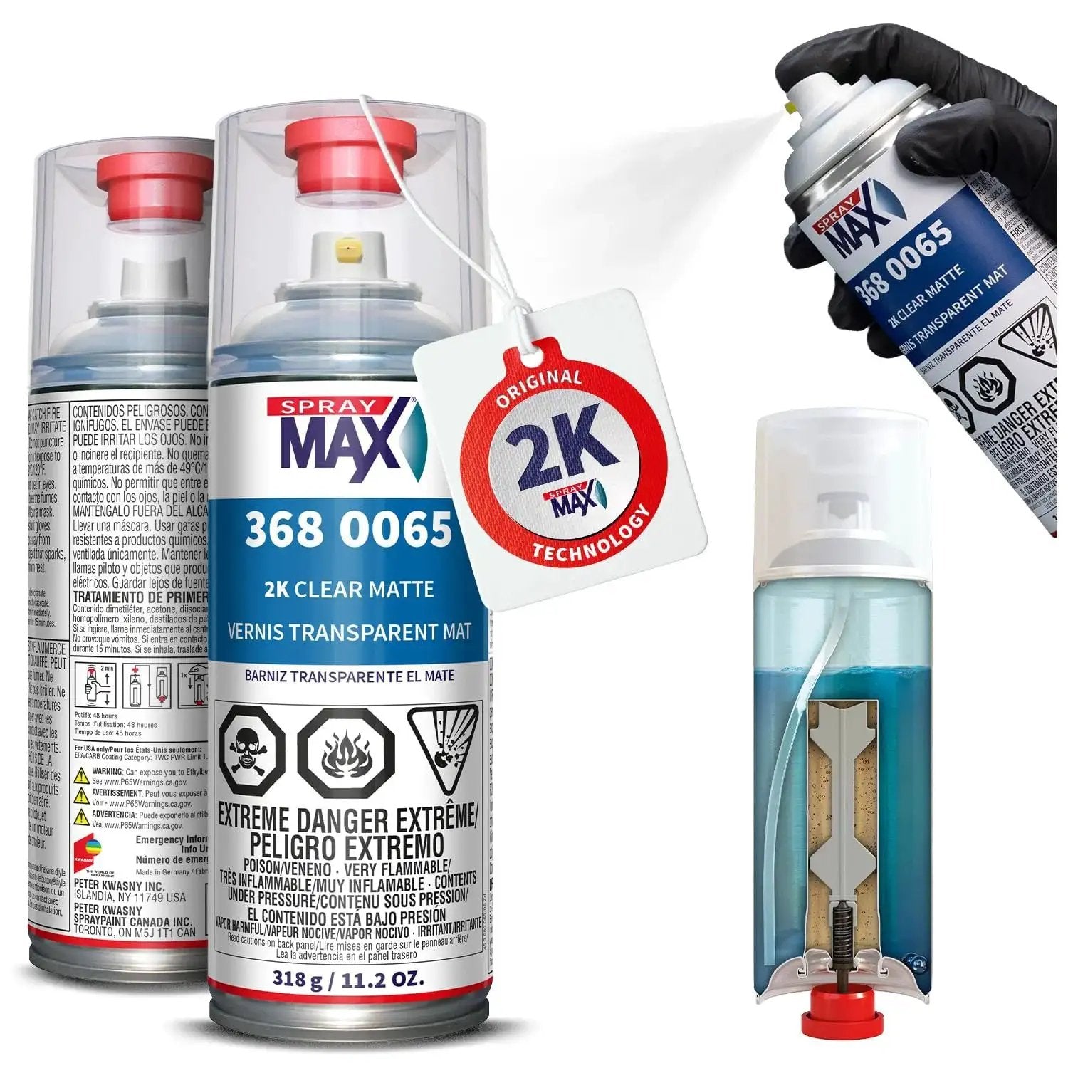 2K Matte Clear Coat For Cars And Metal Surfaces Pro Grade Durable Flat Finish aerosol can with spraying nozzle and label details