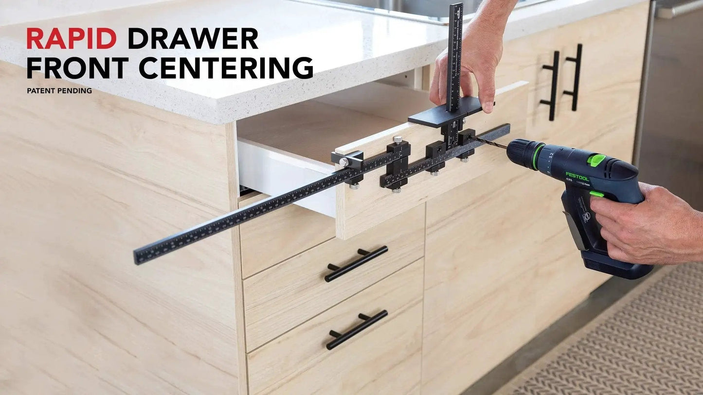 Long Pull and Rapid Center Combo Without Case for Shelf Installations used for aligning drawer fronts, durable aluminum construction.