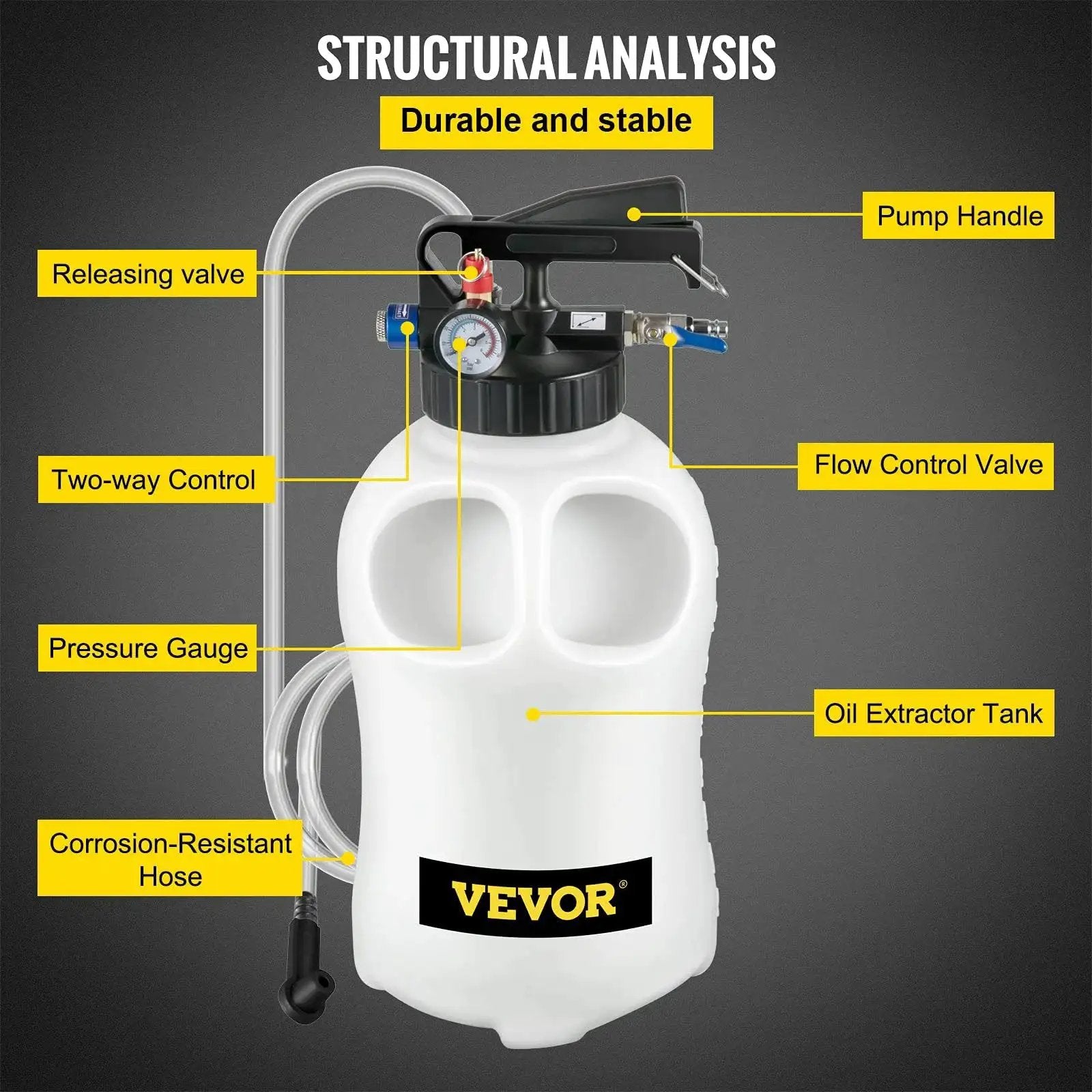 Two Way ATF Transmission Fluid Pump Dispenser Kit With 14 Adapters 10L Capacity showing tank, handles, and valves