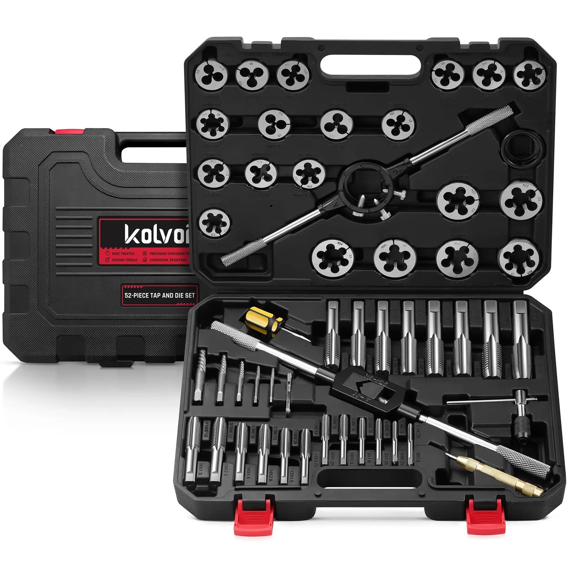 52 Piece Large Metric Tap And Die Set M6 To M24 Coarse And Fine Threads Built Tough Heavy Duty GCr15 Steel Thread Repair And Rethread Kit
