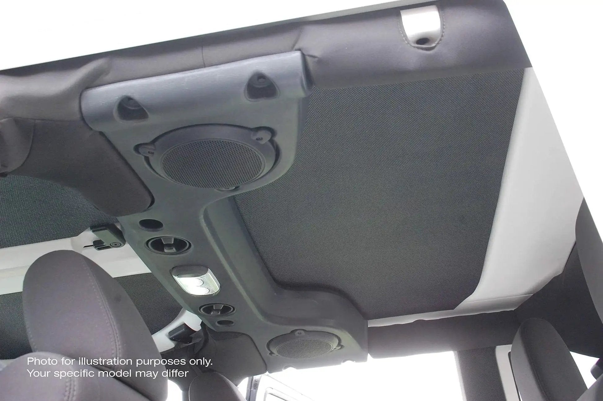 Boom Mat Black Sound Deadening Headliner For Jeep Wrangler JL 2018 Up Custom Fit installed on vehicle interior