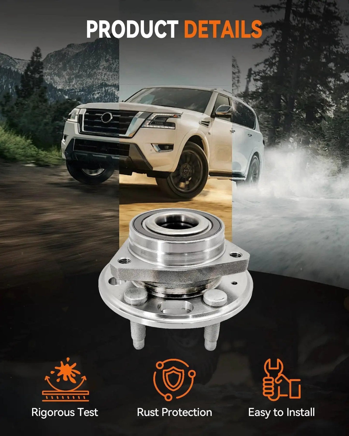 2Pcs 513288 Front Or Rear Wheel Bearing Hub Assembly Fit For Chevy Impala 2014 2017 2020 Malibu shown with SUV backdrop