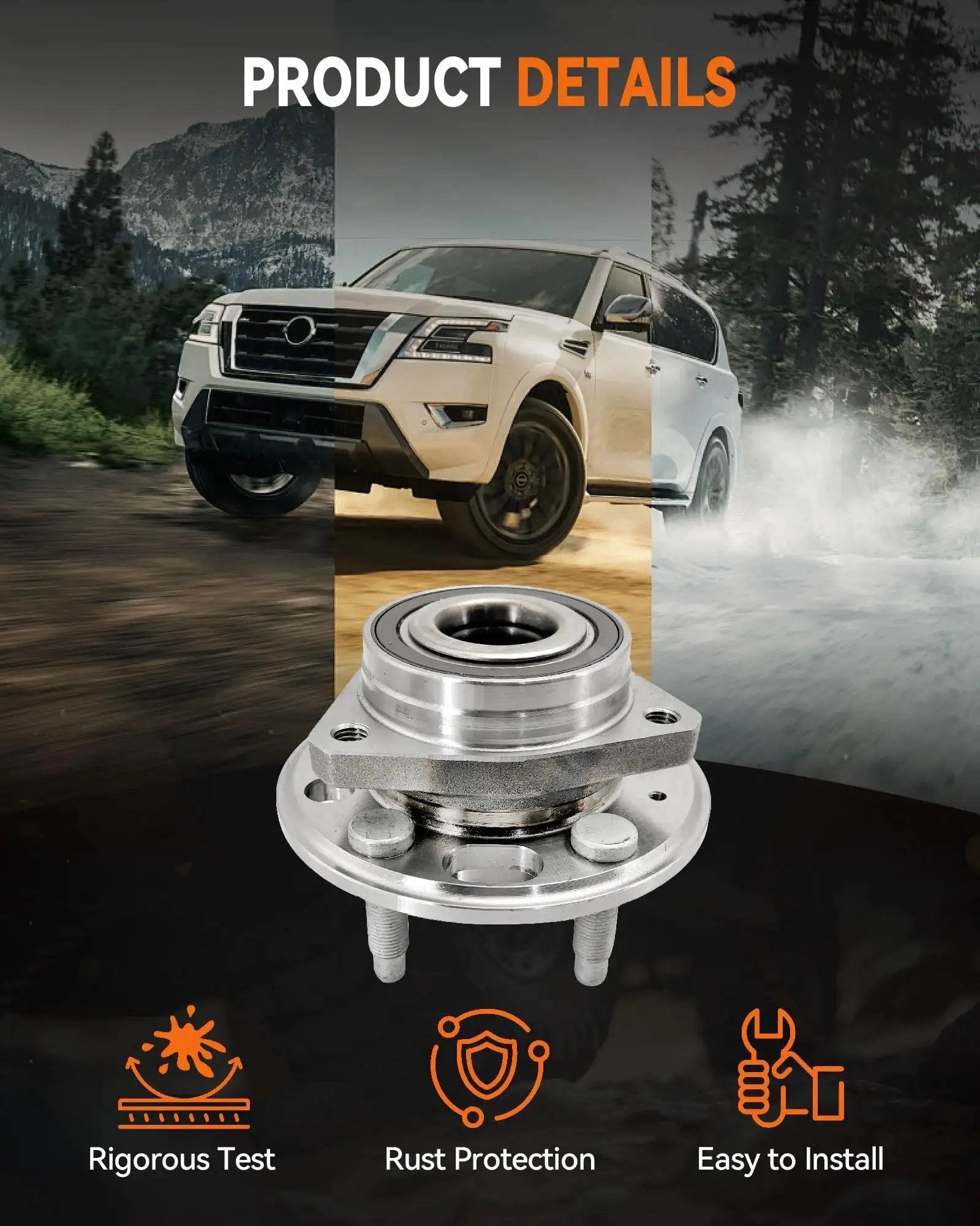 2Pcs 513288 Front Or Rear Wheel Bearing Hub Assembly Fit For Chevy Impala 2014 2017 2020 Malibu shown with SUV backdrop