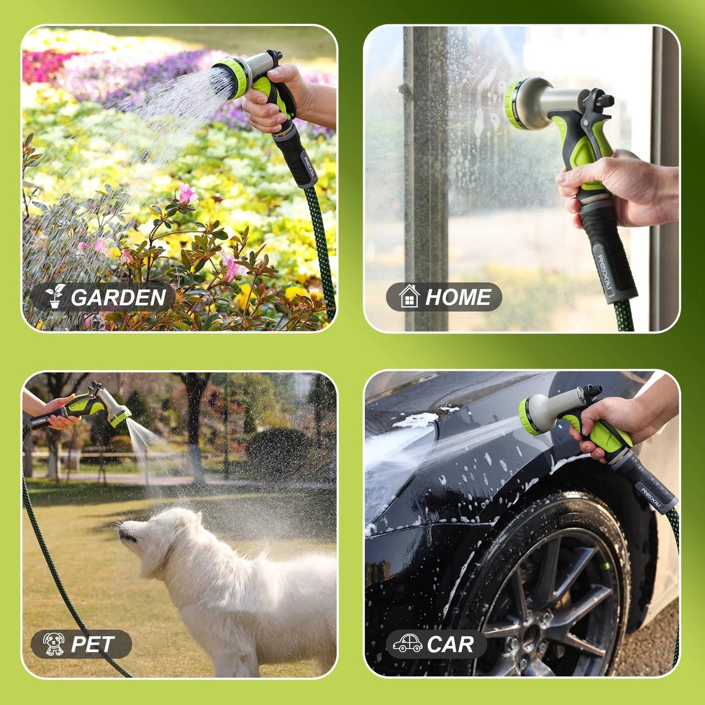 Flexible Garden Hose For Yard And Lawn With 10 Function Sprayer No Fuss Ultra Lightweight Non Expanding Design Leak Proof