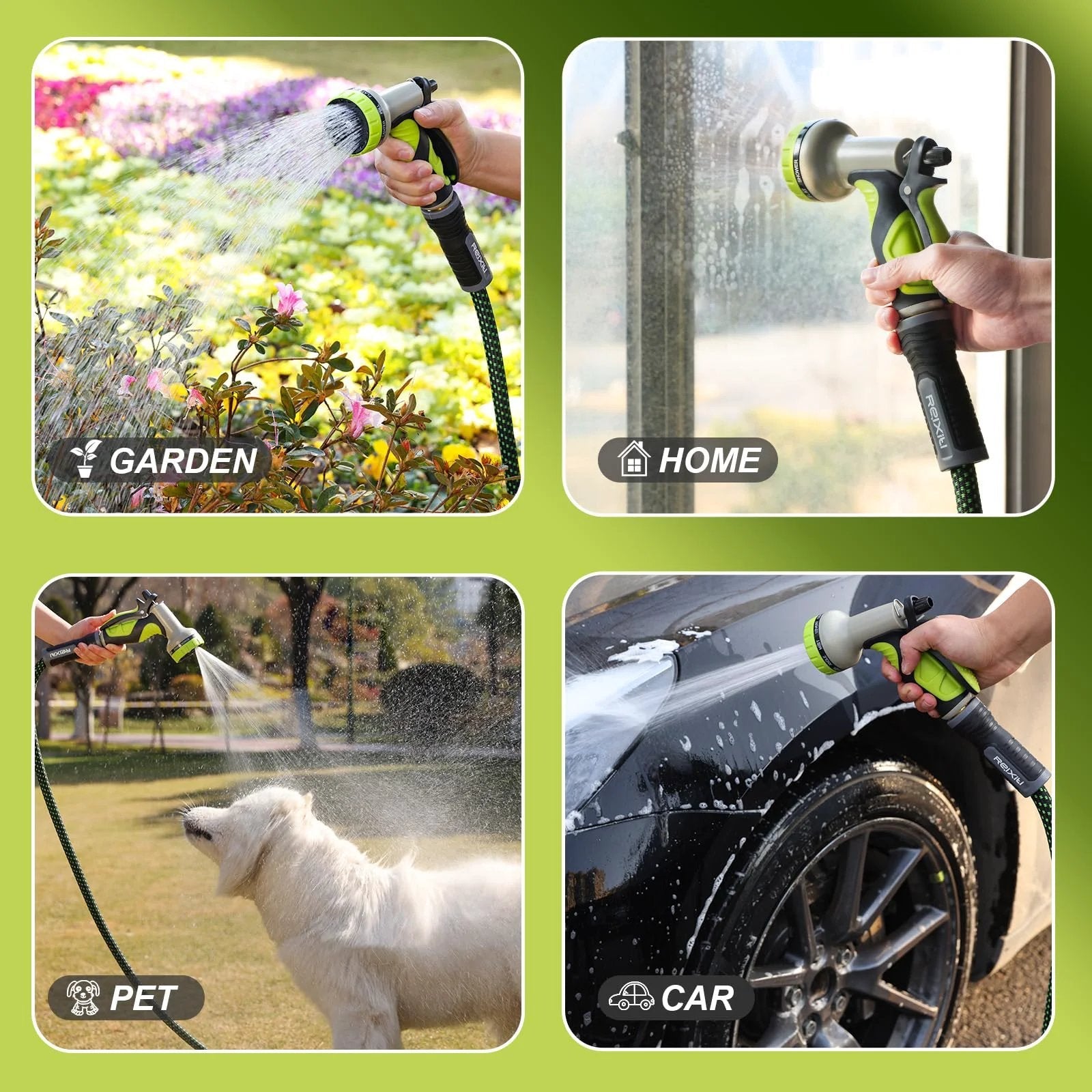 Flexible Garden Hose For Yard And Lawn With 10 Function Sprayer No Fuss Ultra Lightweight Non Expanding Design Leak Proof