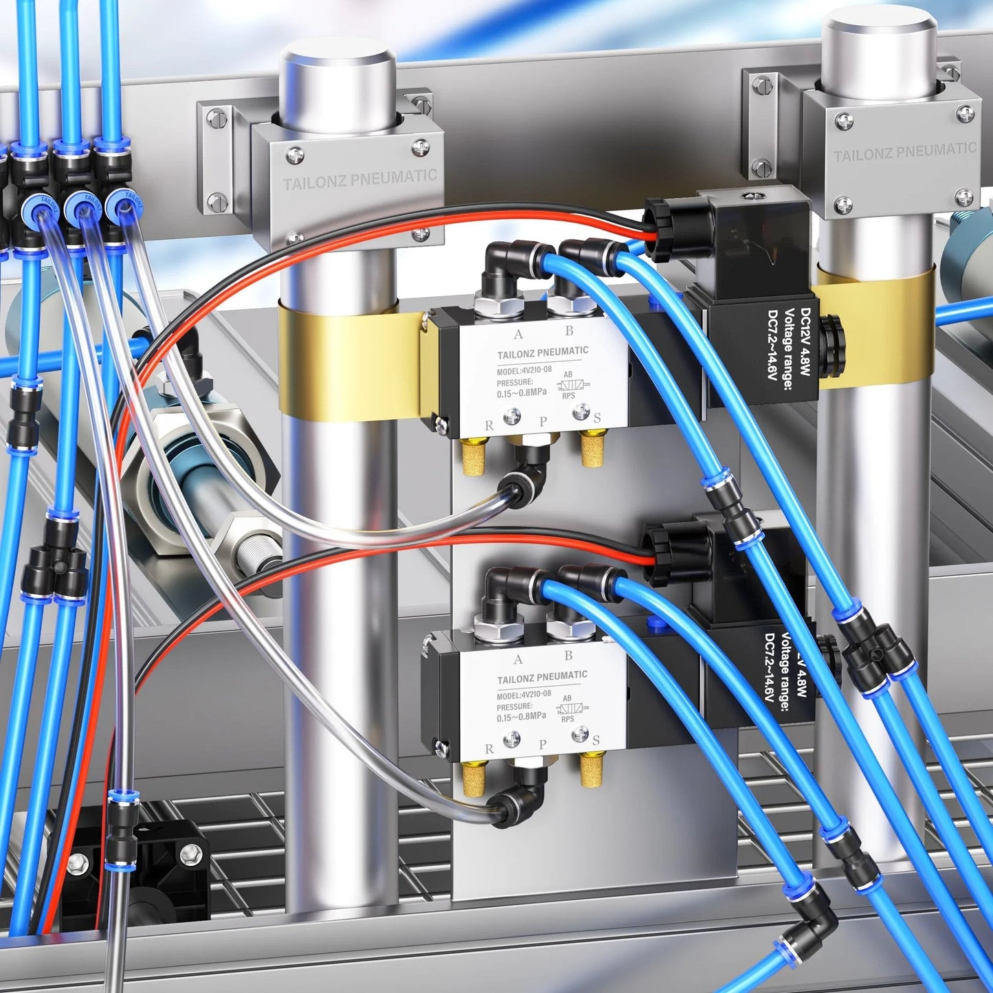 One Quarter Inch Push To Connect Pneumatic Fittings Kit With Sixty Pieces Including Ten Tees Ten Elbows Ten Straights view