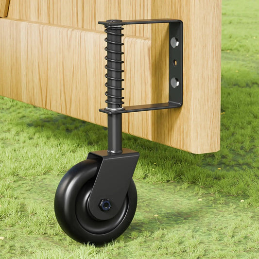 Heavy Duty 4.3 Inch Gate Wheel Casters for Outdoor Wooden Gates and Fences, Spring Loaded Gate Caster with Bearing
