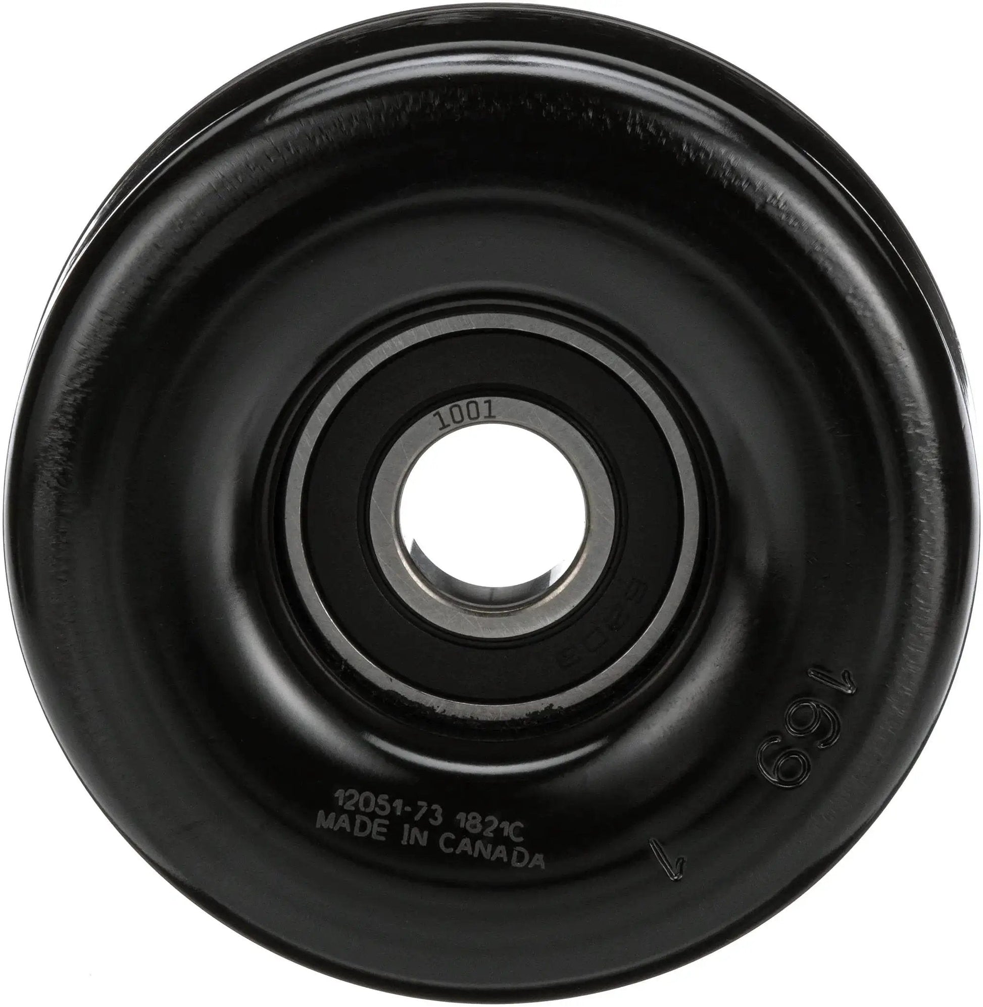 Front view of DriveAlign Belt Drive Idler And Tensioner Pulley For Domestic And Import Vehicles with rugged steel construction.