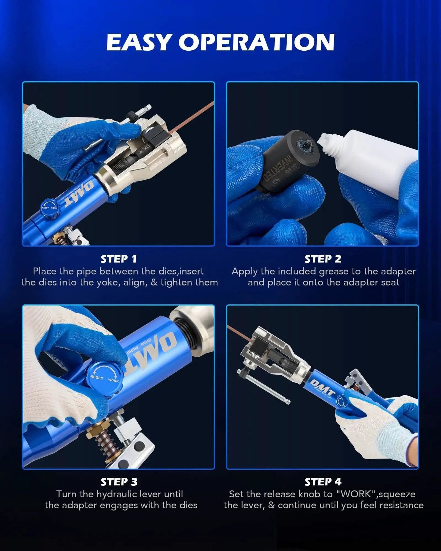 Instructions for using the Universal Hydraulic Flaring Tool Kit With Tubing Cutter And 45 Degree ISO Flare