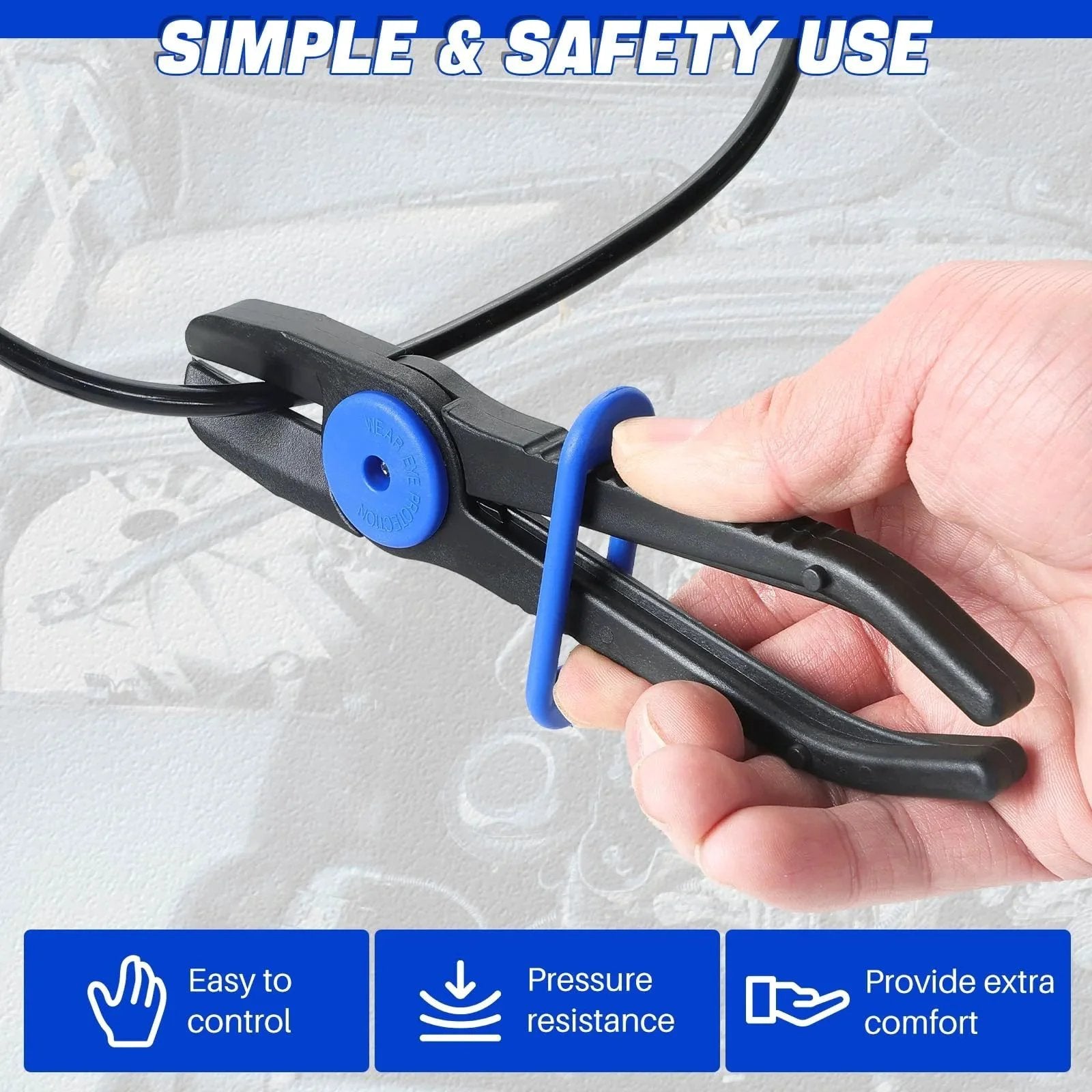 Three Pack Hose Pinch Off Pliers Set With Five Point Nine Inch Seven Point Three Inch And Ten Inch Straight Fuel Line Clamp Pliers for fuel gas brake application.