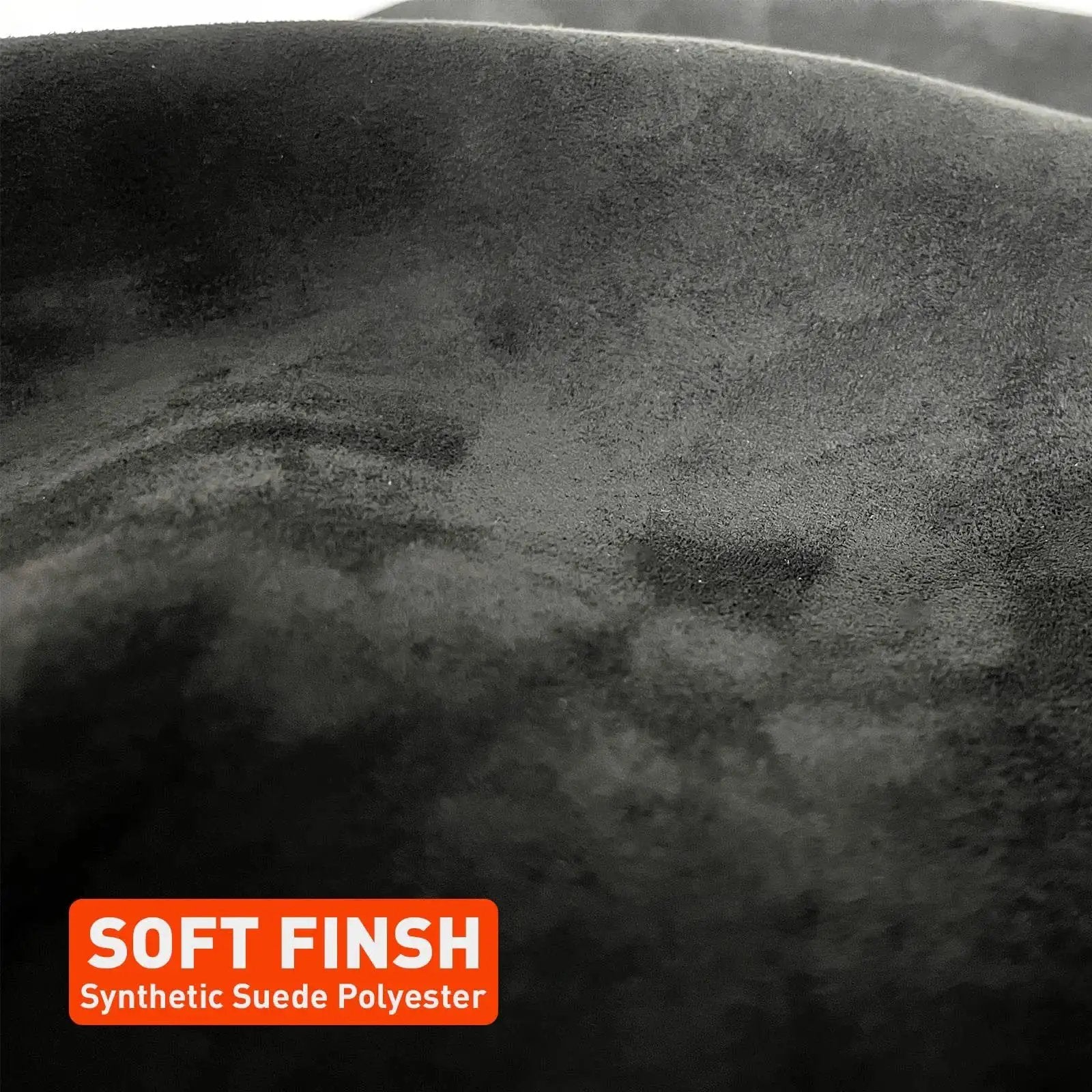 Close-up view of Black Car Suede Headliner Fabric With Foam Backing 96x60 Inches featuring soft suede texture and foam backing.