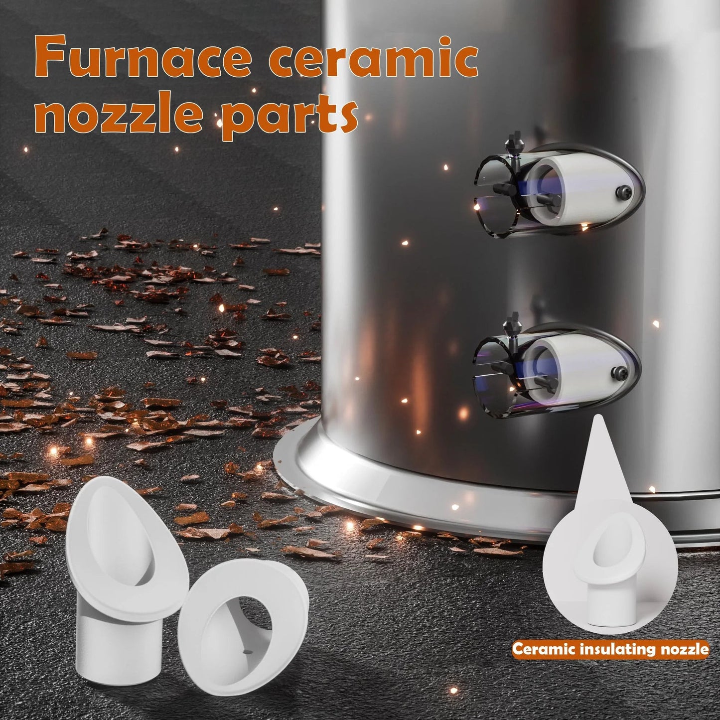Heavy Duty Ceramic Insulating Nozzle For Furnace Replacement Pipe, white ceramic pipe, shown near a furnace, high temperature heat resistant.