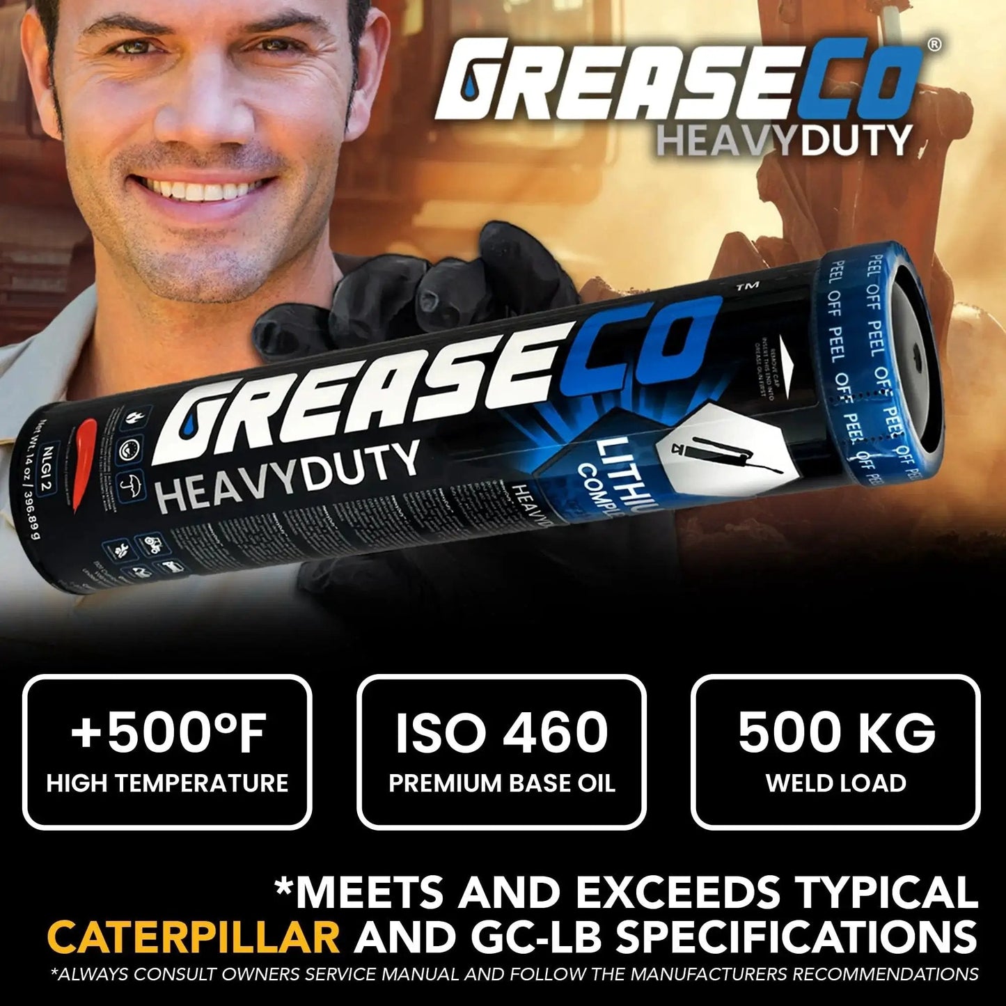 Red High Temp Wheel Bearing Grease Multipurpose Automotive Lubricant 1 Lb Tub Thick Tacky Lithium Based Grease For Axles Hubs Pins CV Joints Rods Trailer Hitches And Other Heavy Duty Applications For Trucks Rigs shown with temperature and base oil specifications.