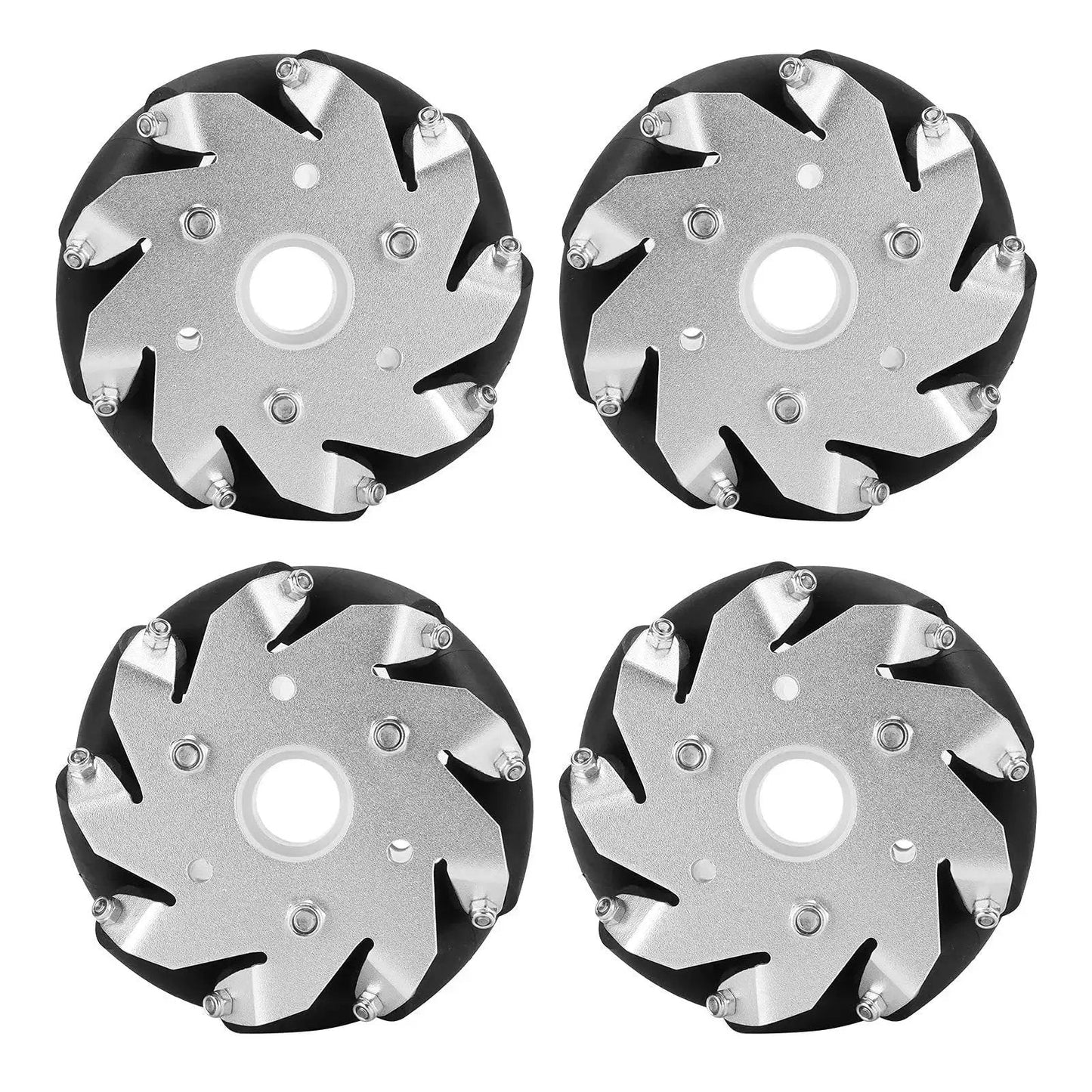 100mm Steel Mecanum Wheels Set For RC Robot Car With Nine Rubber Rollers Per Wheel Omni Directional Drive Wheels