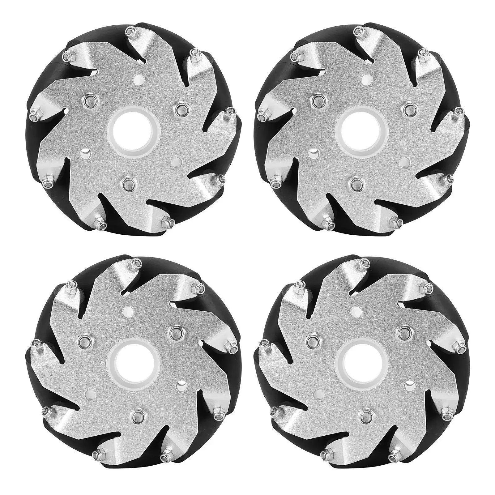 100mm Steel Mecanum Wheels Set For RC Robot Car With Nine Rubber Rollers Per Wheel Omni Directional Drive Wheels