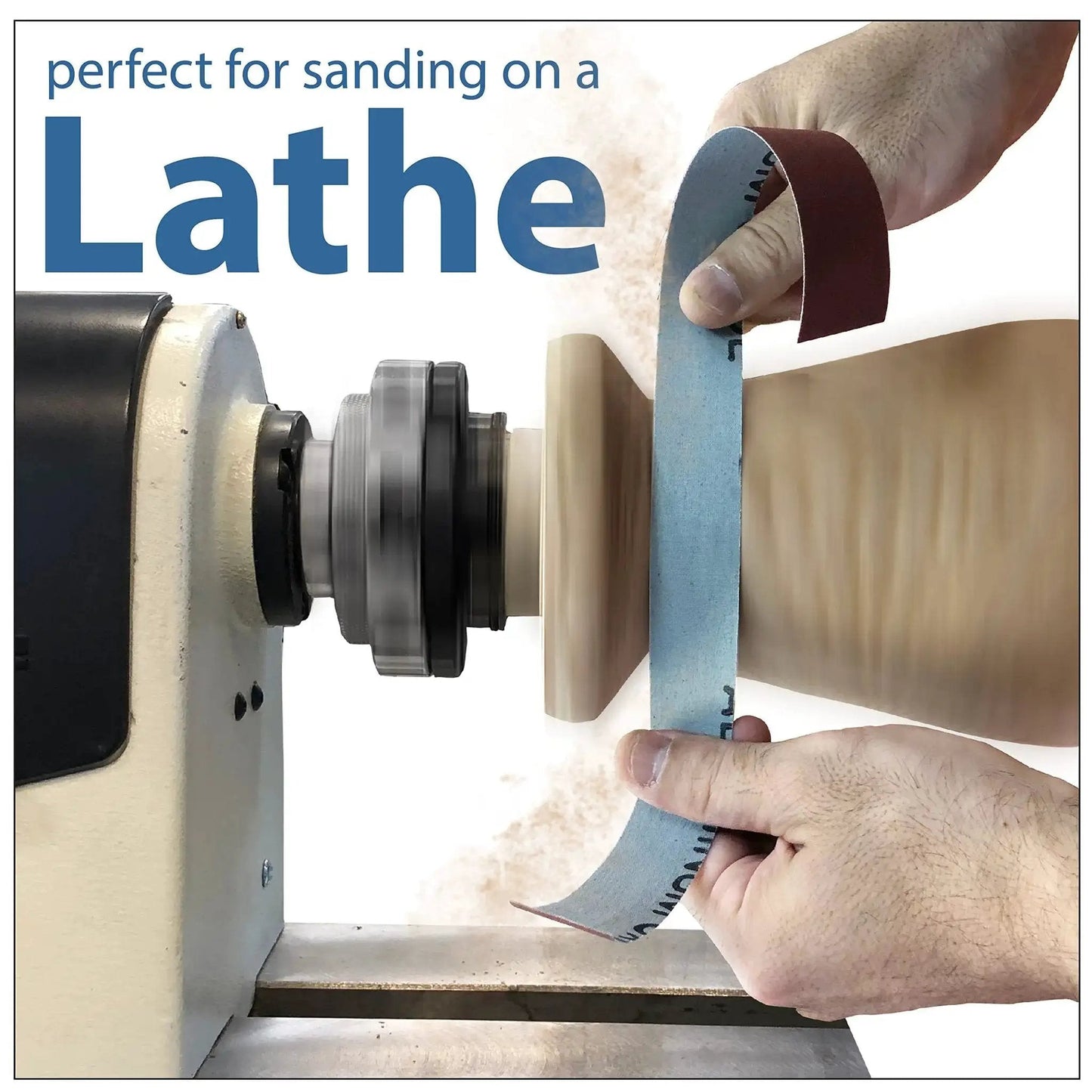Emery Cloth Roll Sandpaper Dispenser With Pro Grade Boxed Multi Roll Tear Off Design used on a lathe for woodturning.