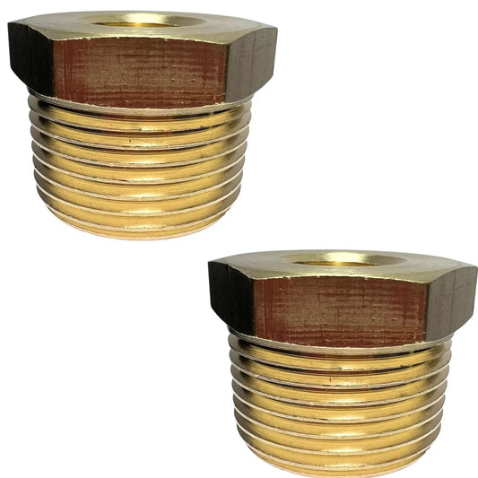 Two Pack Brass Reducer Hex Bushing Adapter Three Quarters Inch Male NPT To One Quarter Inch Female NPT Fittings Product