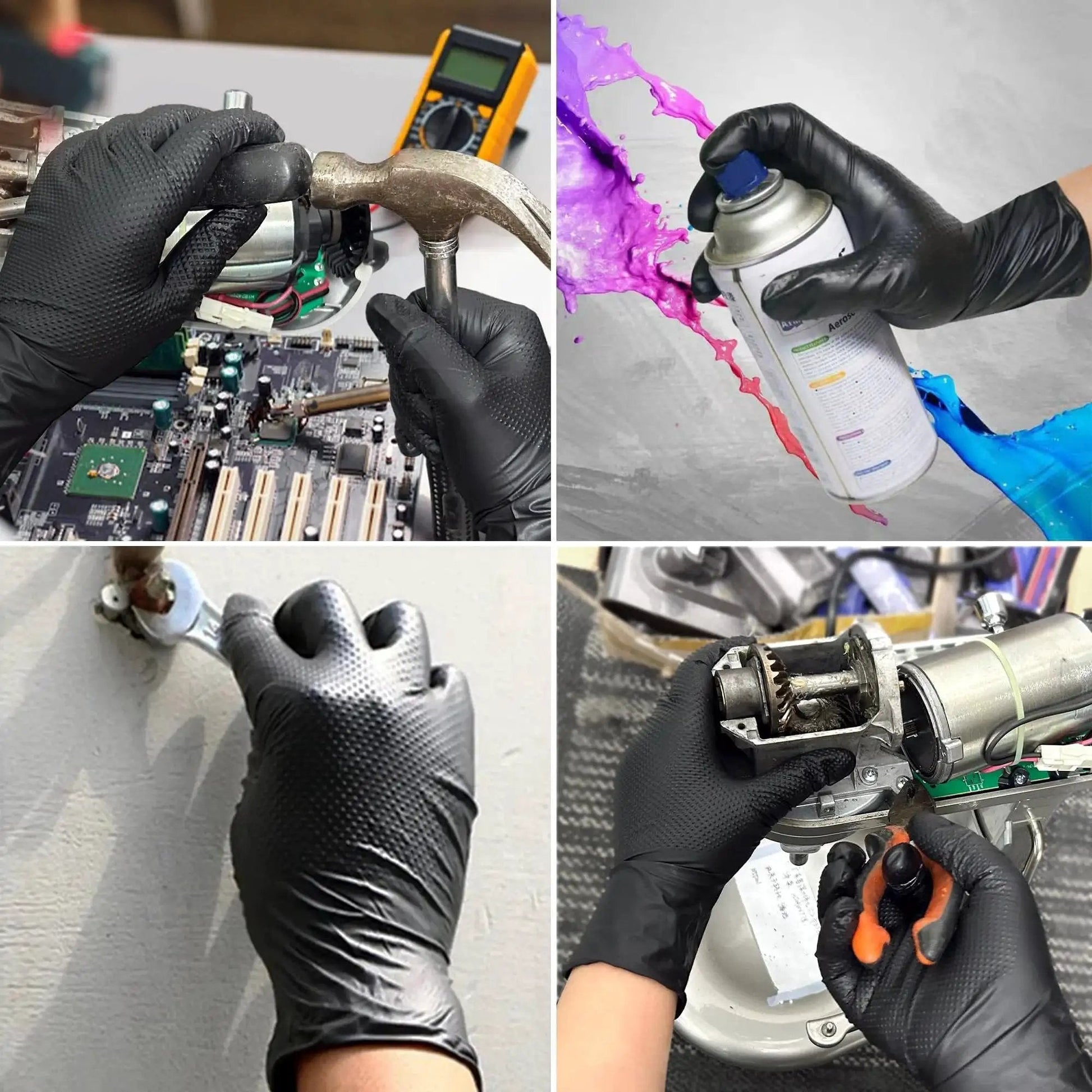 Heavy Duty Black Nitrile Gloves 8 Mil Diamond Texture Powder Free Food Safe 1000 used in various industrial tasks