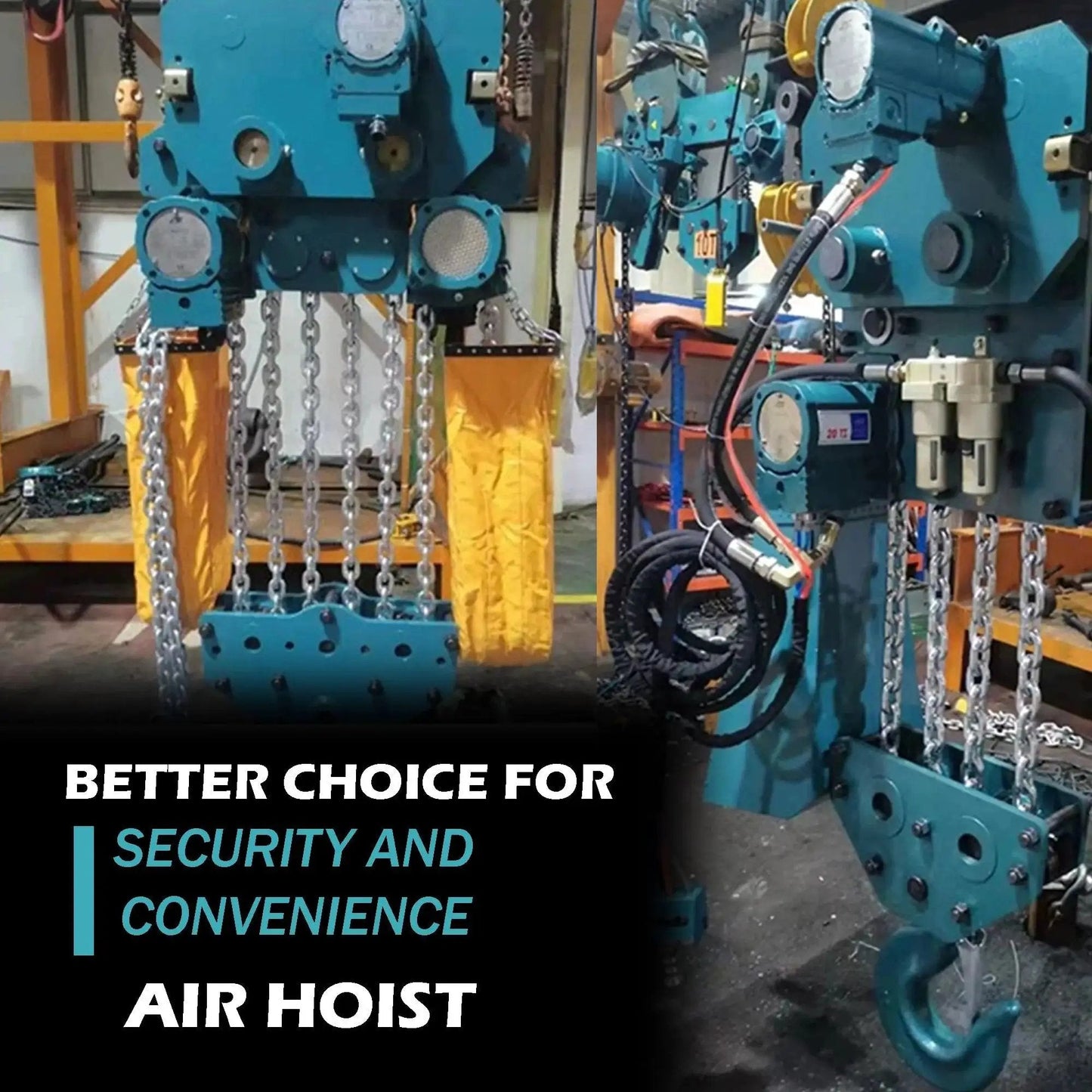 500 Lb Air Hoist For Refinery And Heavy Duty Engine Lift With 20 Ft Lift in industrial setting