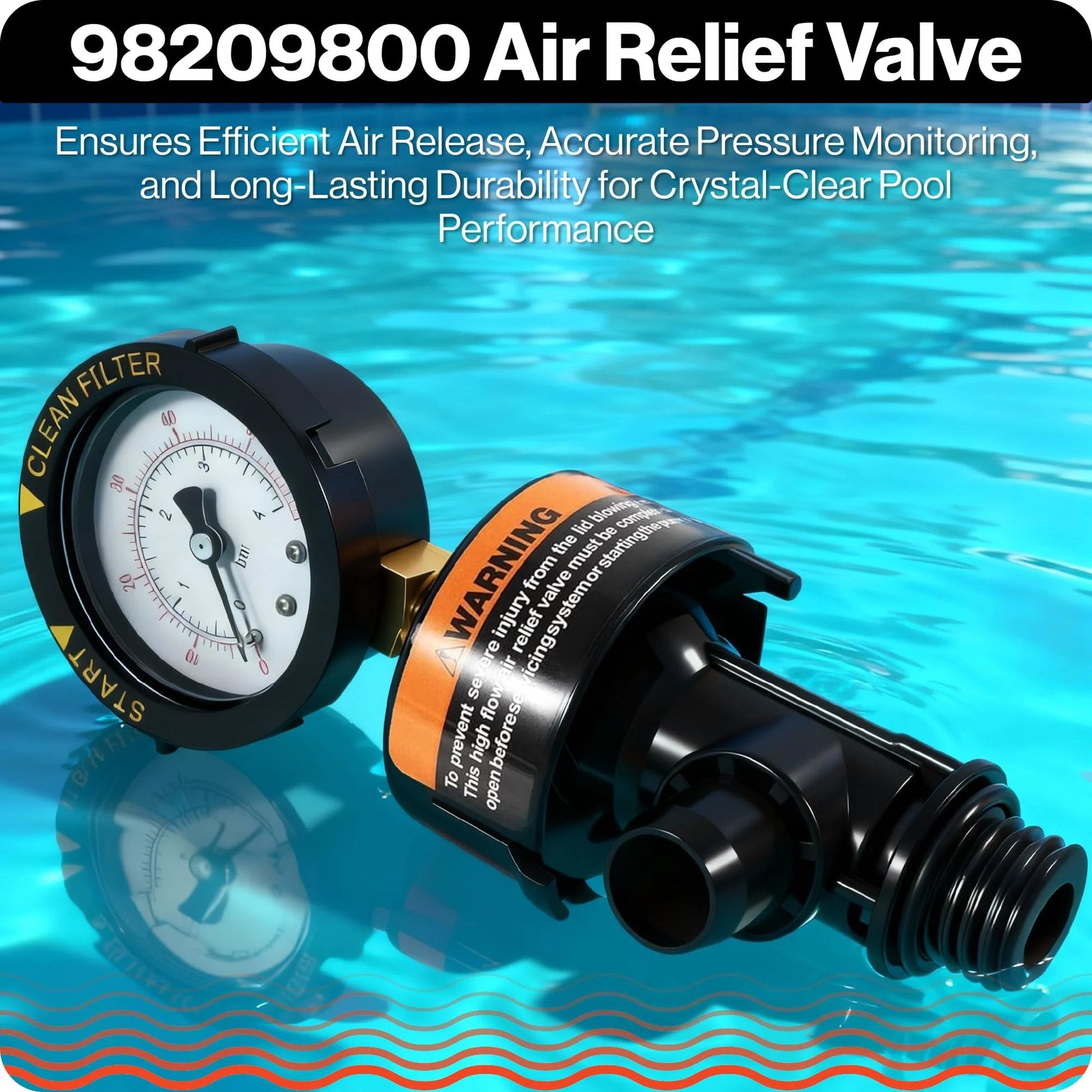 Air Relief Valve For Pentair Pool Filters Compatible With FNS FNS Plus Clean And Clear Quad DE 60 80 100 And 2000 4000 Series Replace 98209800 Swimables With Easy Install And Leak Proof Design For Smooth Pool Filter Operation next to a swimming pool.