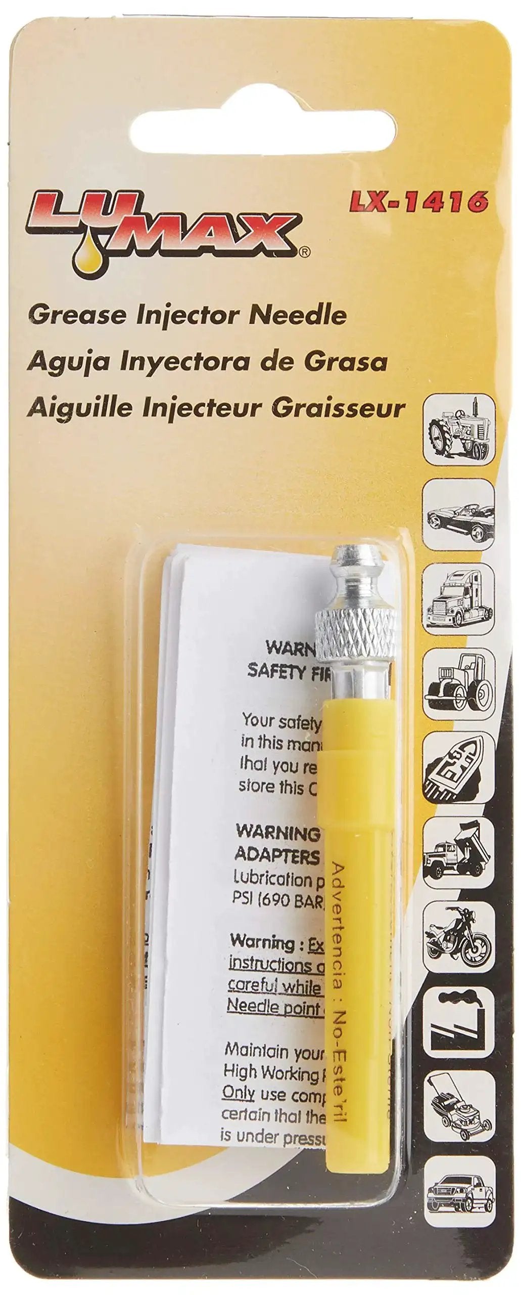 Pro Grade 18 Gauge Stainless Steel Grease Injector Needle 1-1/2 Inch Long With Cap for hand operated grease guns in packaging