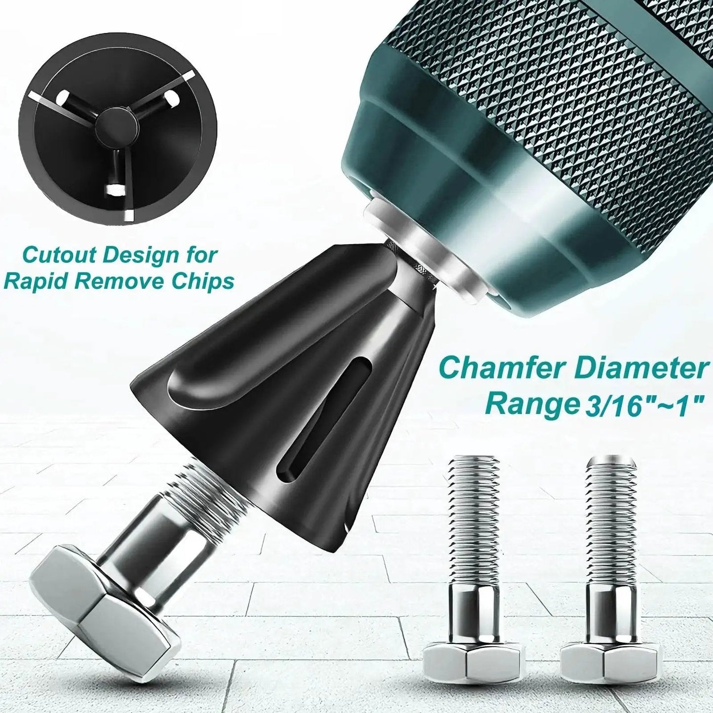 Pro Grade Tungsten Carbide Chamfer Set 2-Pack For External Burr Removal And Deburring YG8 Carbide Bits drill attachment close-up