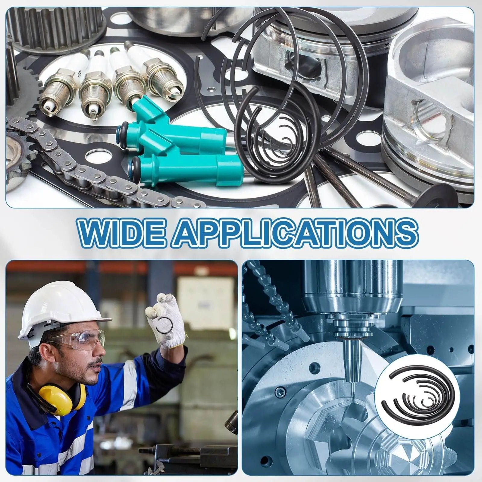 40Pcs Round Wire C Clips Set For 28mm Holes Heavy Duty Internal Snap Rings Built From 70Mn Steel with black oxide finish