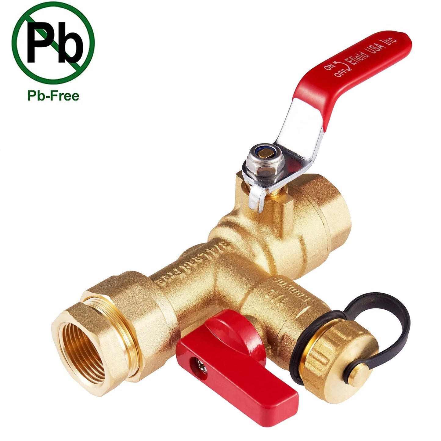Tankless Water Heater Isolation Valve Kit 3/4 Inch NPT With Hot And Cold Full Port Valves, Integrated Drain Valve With Brass Safety Cap, And Pressure Relief Valve For Residential And Commercial Gas Units By EFIELD