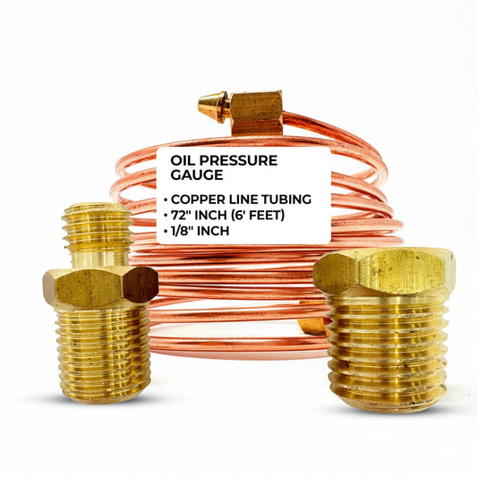 Universal 72 Inch Copper Oil Pressure Gauge Line Kit With Five Sixteenth Inch Nut Fittings Adapters Compression Sleeves And Bushing