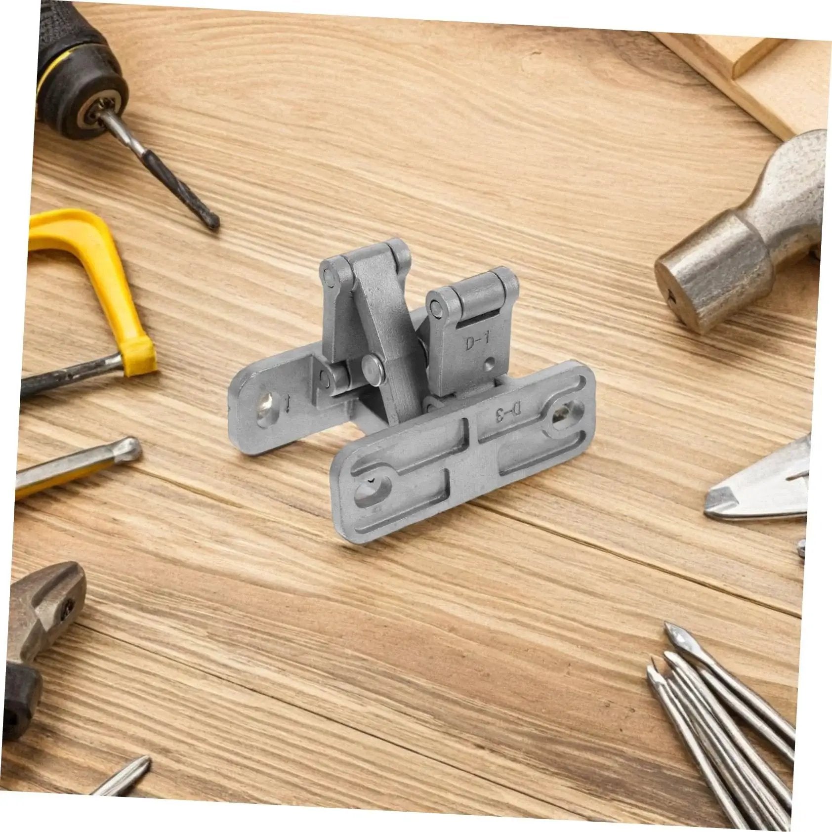 Invisible Heavy Duty Door Hinges For Indoor And Outdoor Use, Concealed Stainless Steel Hinges with tools on a wooden surface