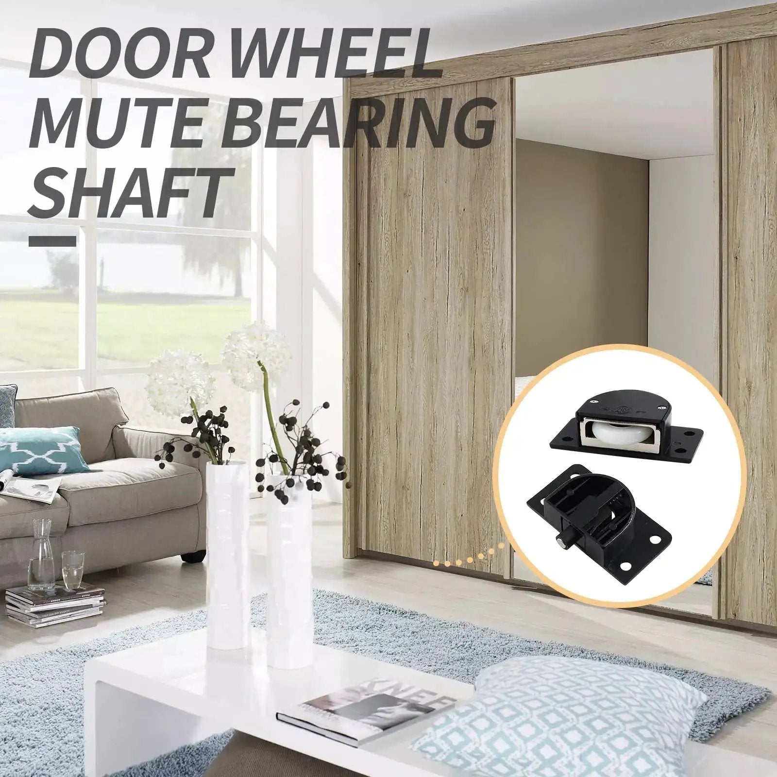 4 Pairs Sliding Door Pulleys Set Plastic Rollers For Cabinet Barn Door Wardrobe Closet Black With Nylon Silent Sliding