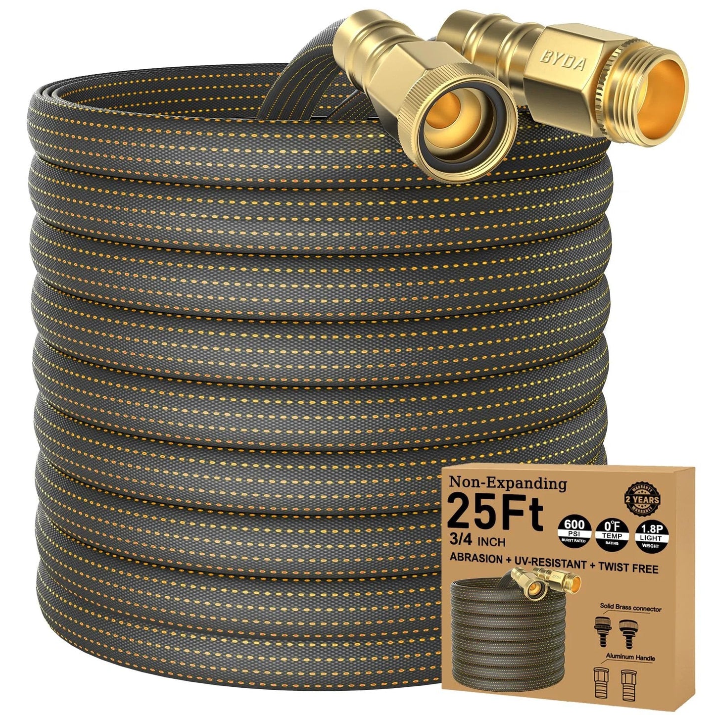 25ft lightweight flexible garden hose non kink with solid brass fittings for boats RVs and marine washdown leakproof TPE hose