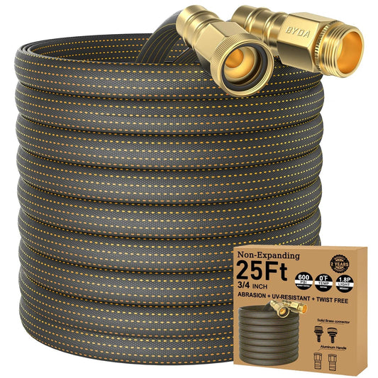 25ft lightweight flexible garden hose non kink with solid brass fittings for boats RVs and marine washdown leakproof TPE hose