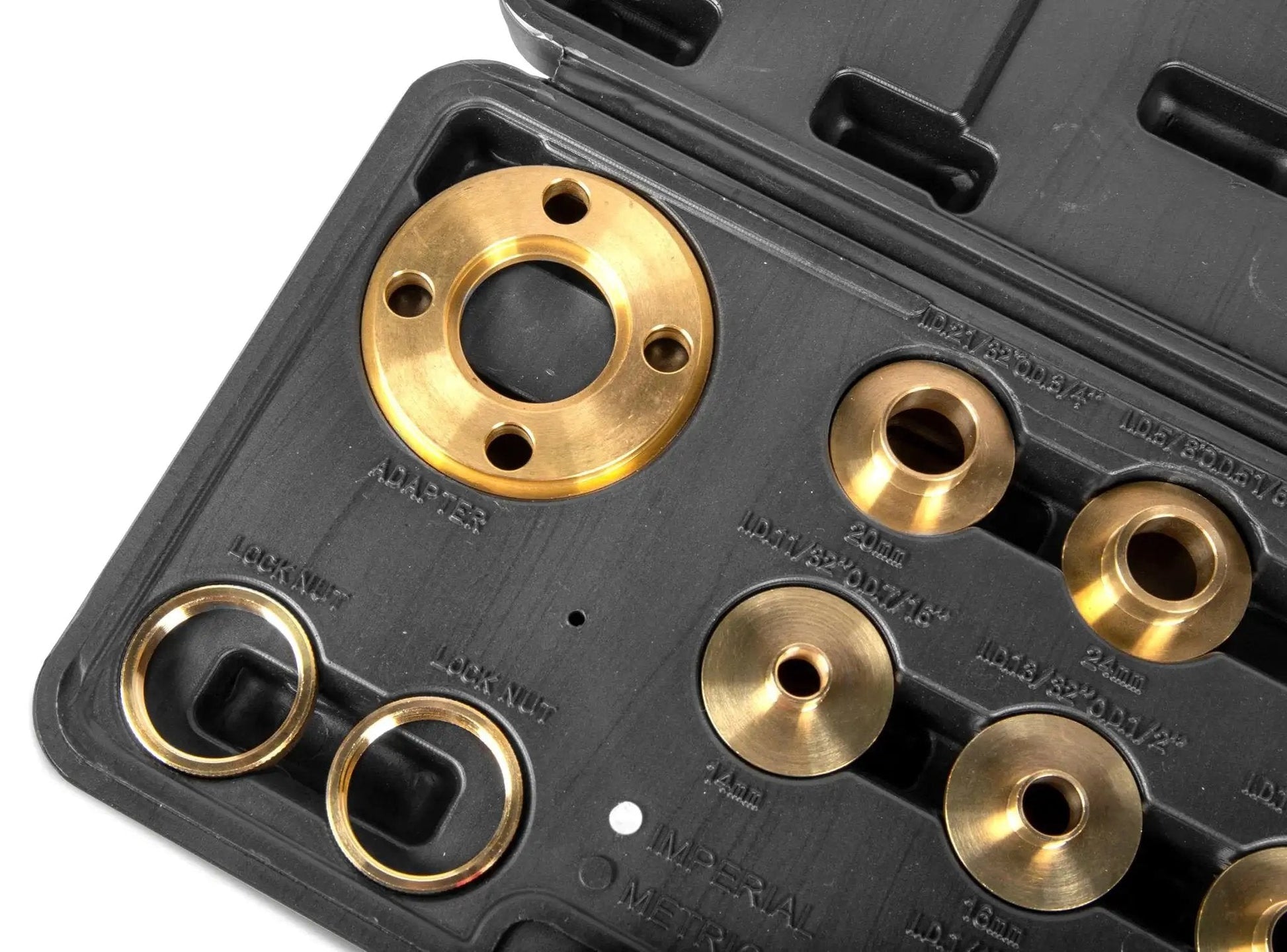 Precision Brass Router Template And Guide Bushing Set For 1-3/16 Inch Base Plate Opening, 11-Piece Kit by WEN in case