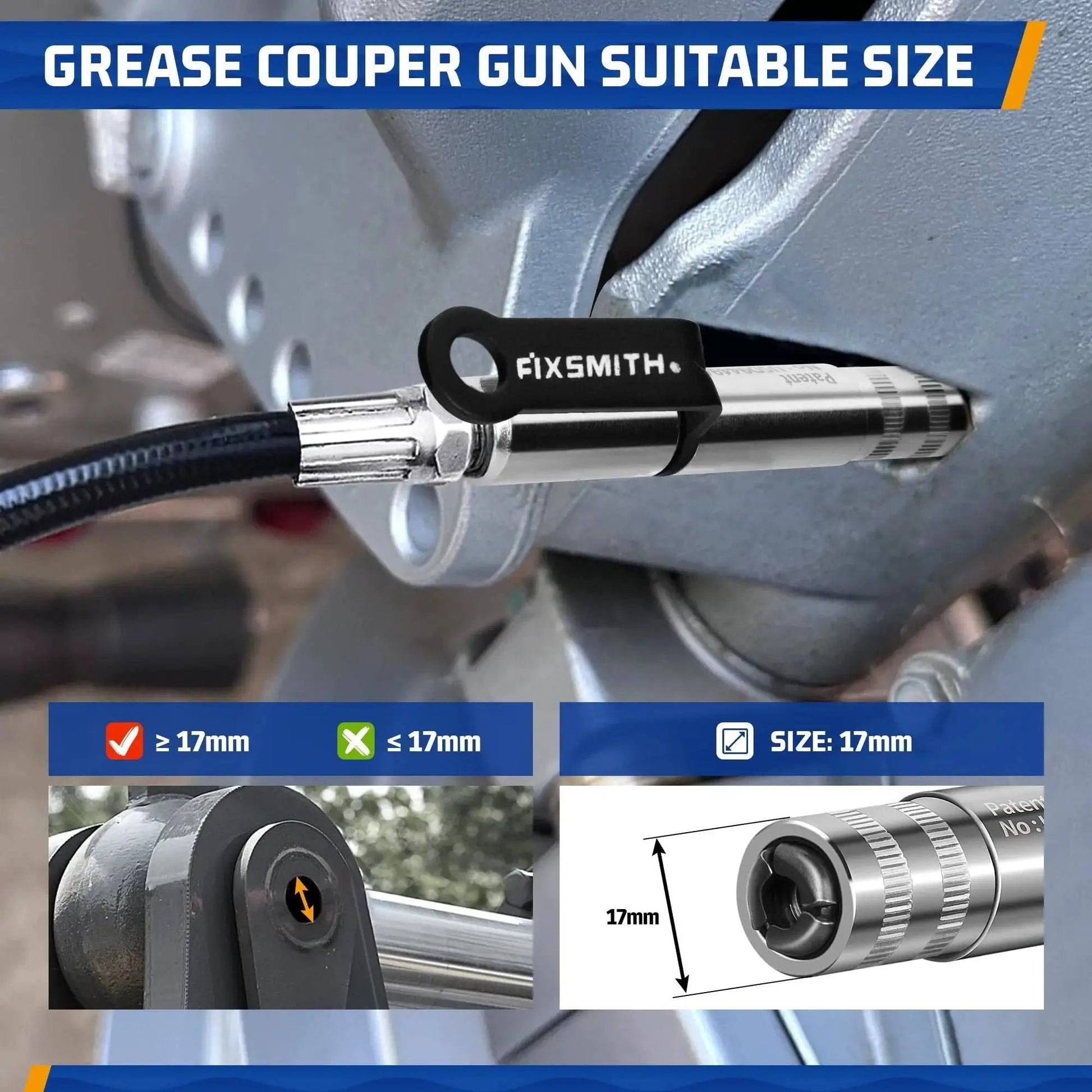 Heavy Duty Grease Gun Coupler With Quick Release Locking For Secure Zerk Fittings, 10000 PSI High Pressure, One Eighth Inch NPT Fittings