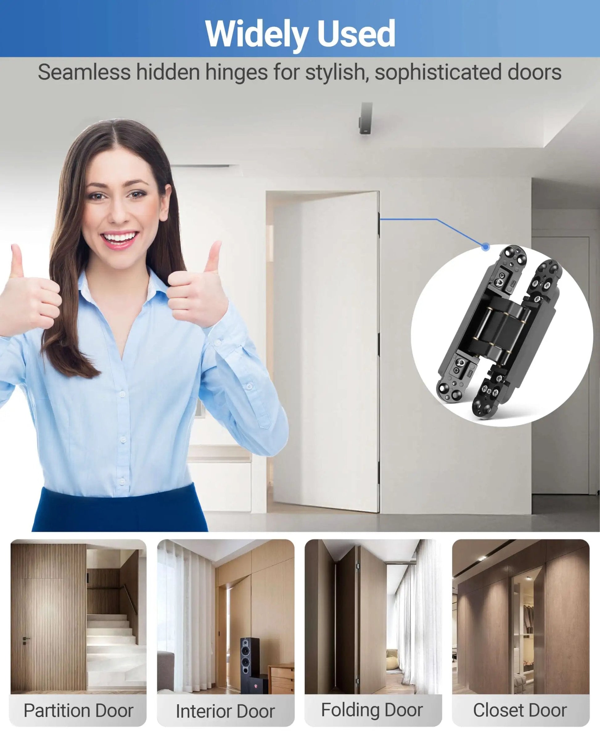 Heavy Duty Concealed Door Hinges 7 Inch Black Set Of 2 Hidden Hinges For Doors In Use