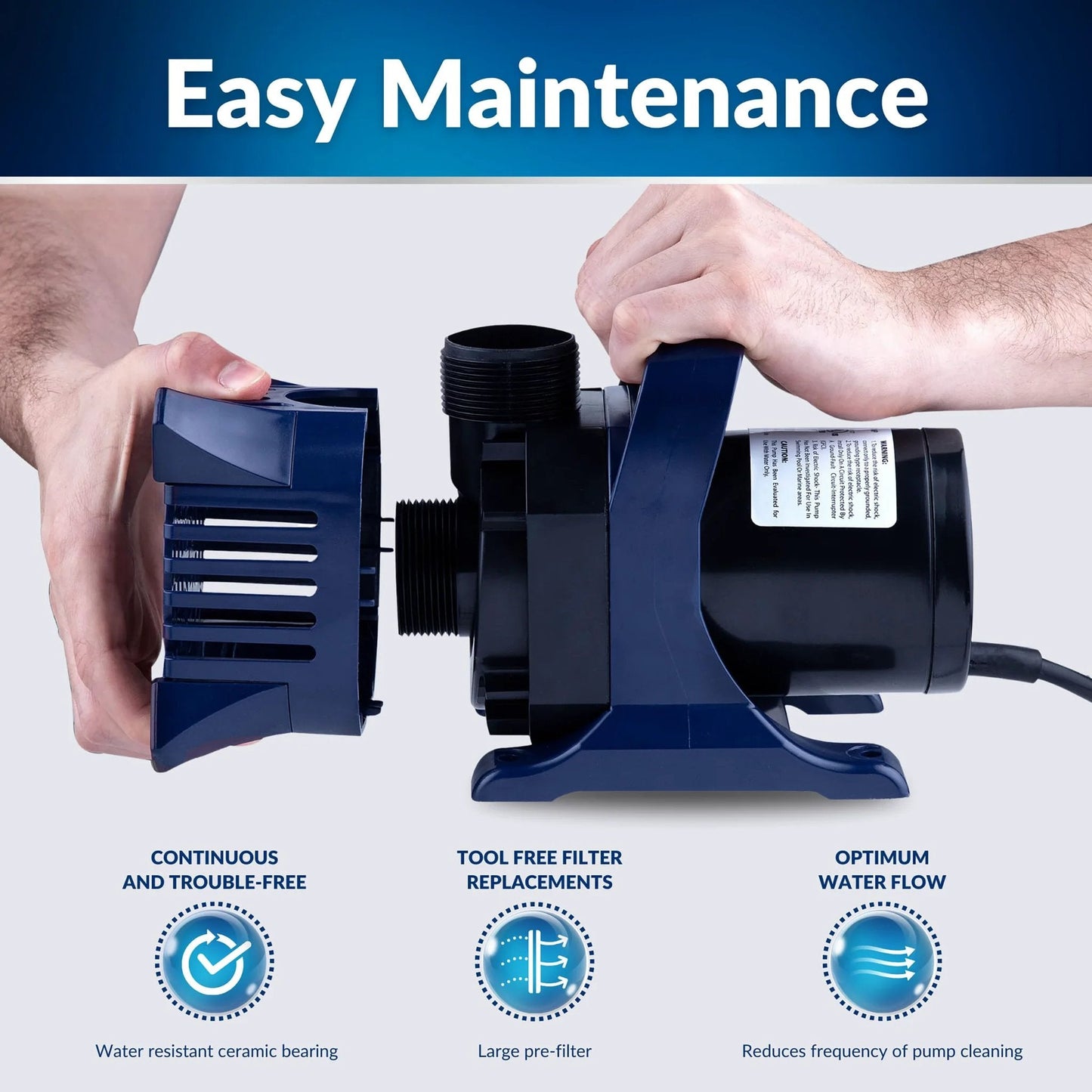 Powerful Submersible Pond Pump With 6550 GPH And Quiet 456W Motor 33 Foot Cord And Adapters 26 Foot Lift Vertical Or Horizontal Operation For Ponds Waterfalls And Fountains Durable And Efficient Alpine Corporation Easy Install being maintained