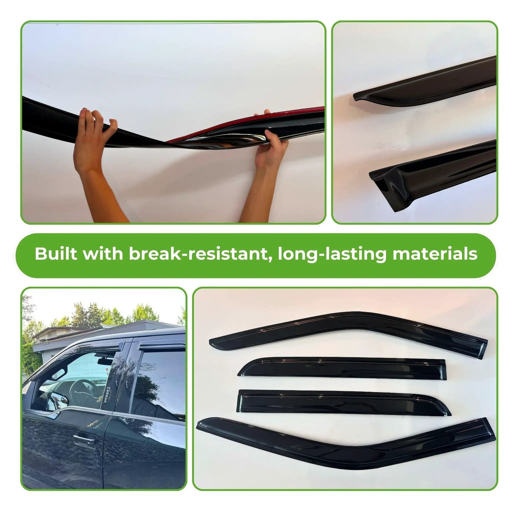 OutChannel Window Visors For 2016 2021 Honda Civic Sedan 4 Piece Bangin Rain Guards Vent Deflectors By IG Car Accessories Black durable installation view.