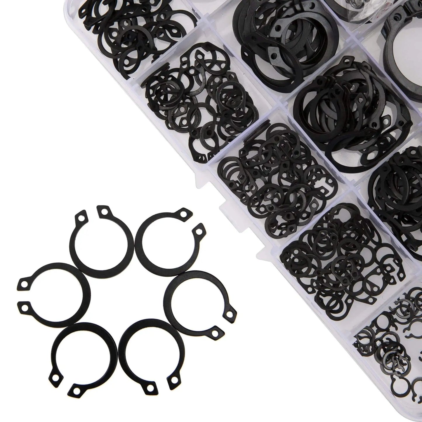 340Pcs Snap Ring Kit External Circlip Retaining Clip Rings Set Alloy Steel 65Mn 15 Sizes From 4mm To 28mm Rust Resistant